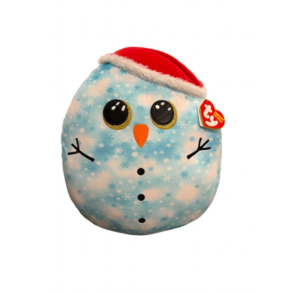 Ty Squish a Boos Fleck the Snowman Holiday Collection Med 12" Squishy Beanie NWT